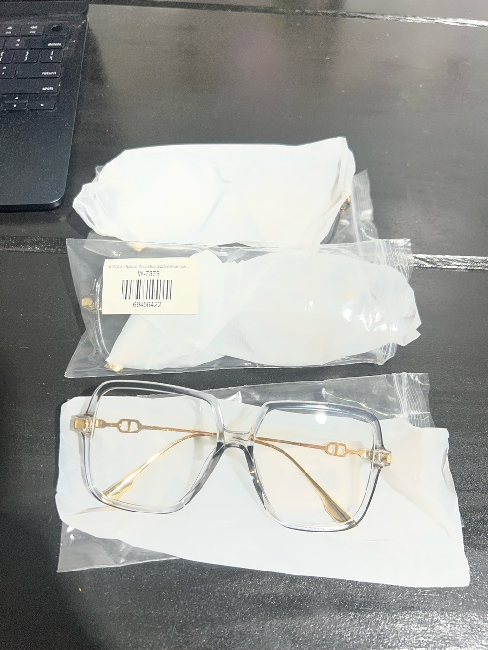 Clear Frame Womens Fashion Eyeglasses with Gold Temples - Clear